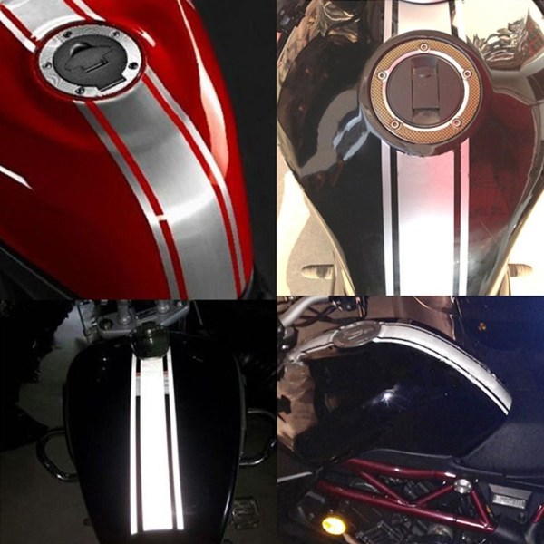 Motorcykel reflekterende klistermærker Pin-stripe Decals SØLV silver