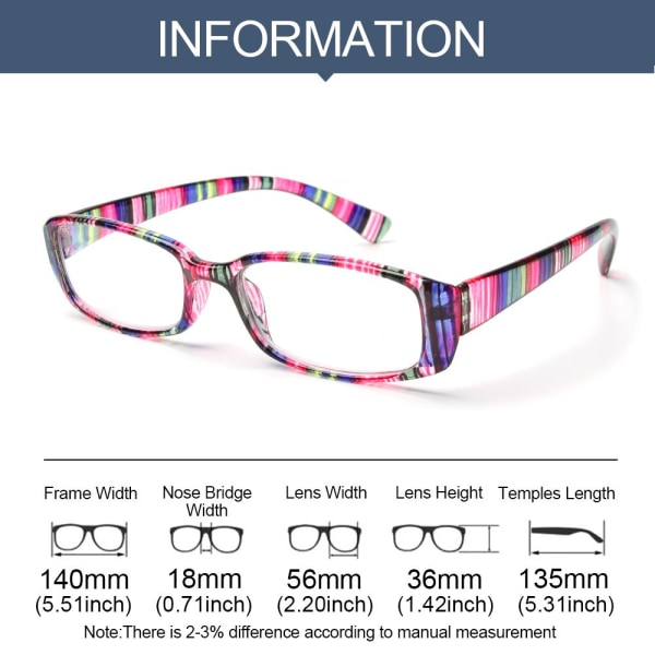 Lukulasit Presbyopic Eyewear Retro Frame PINK STRIPE +100 pink stripe