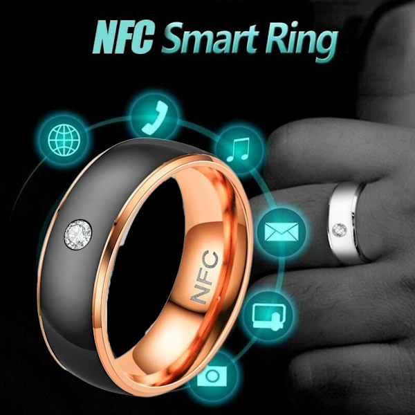 NFC Smart Ring Finger digitaalinen sormus BLACK&ROSE GOLD 8 BLACK&ROSE GOLD 8