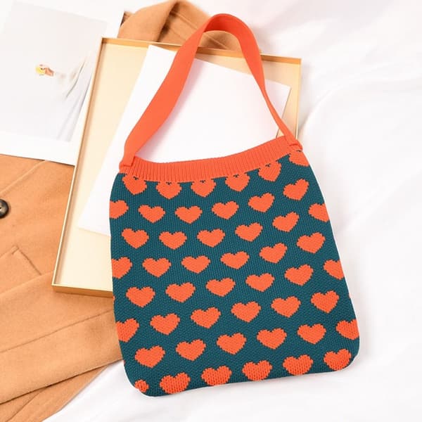 Knit Handbag Kangaskassi VIHREÄ green