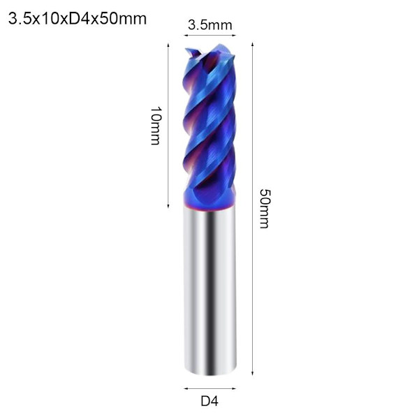 Endfresskjæring Freser 3,5X10XD4X50MM 3.5x10xD4x50mm