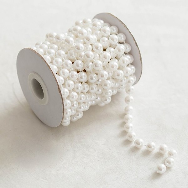 Kunstige perler Perler Kjede Perlesnor Garland HVIT 8MM white 8mm beads-5m-8mm beads-5m