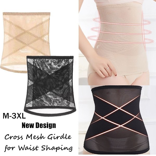 Cross Mesh Bælte Crossover Abdominal Formning SORT M Black M