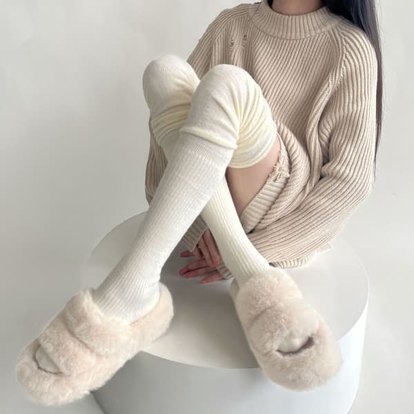 Over Knee Strumpor Lårtights KAFFE Coffee