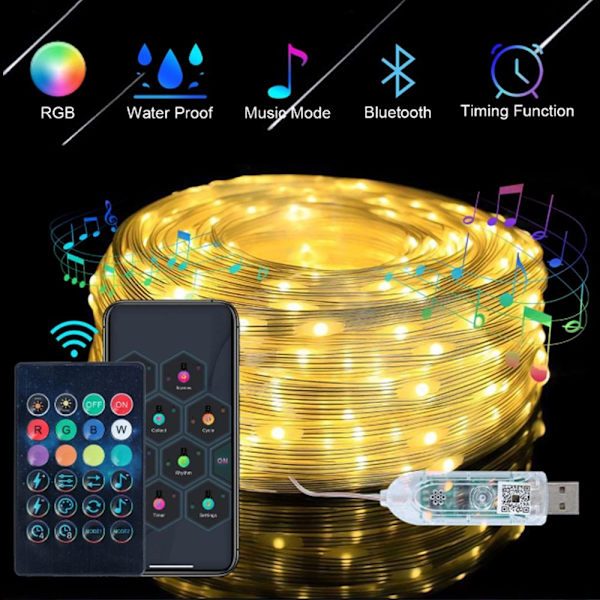 USB Led Strip Light Bluetooth Controller Christmas Tree Light 5M 50Light