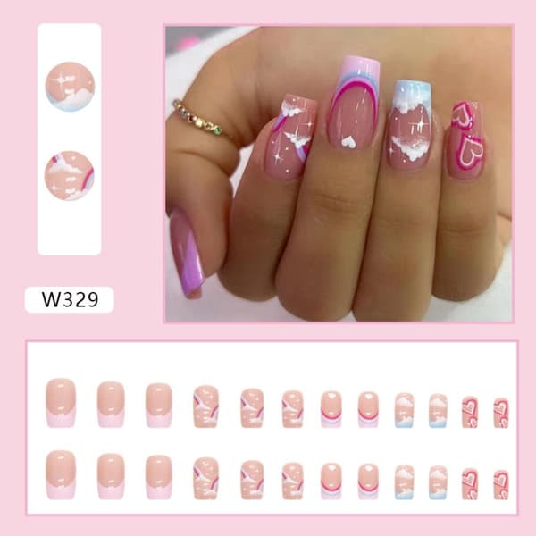 24stk False Nails Long Square W329 W329