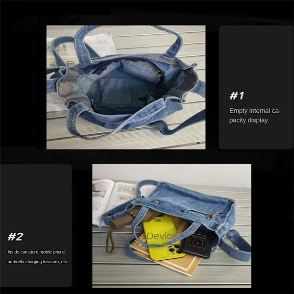 Denim Tyg Tygväska Dam Lilla Axelväska MÖRKBLÅ Dark Blue
