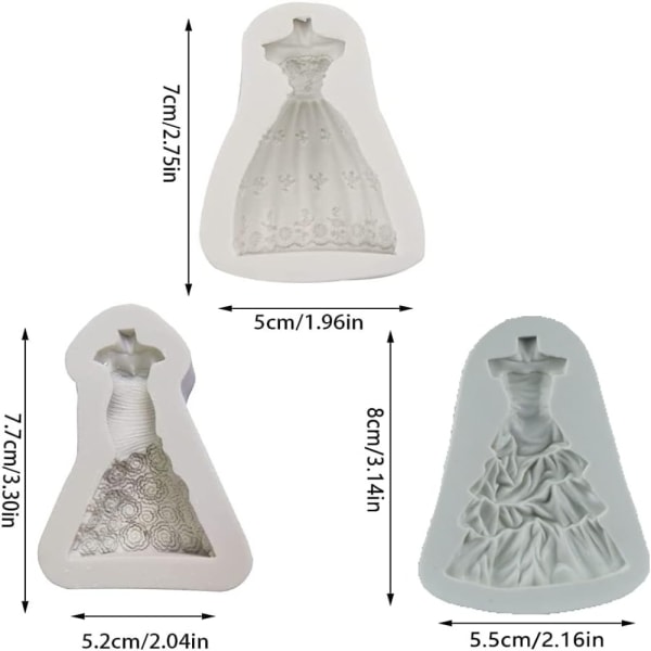 3 kpl hääpukuhame molds 3D molds