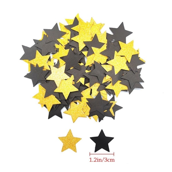 200st Papperskonfetti Pappersrester SVART FEMPUCKAD STJÄRNA Black Five-pointed Star-Five-pointed Star