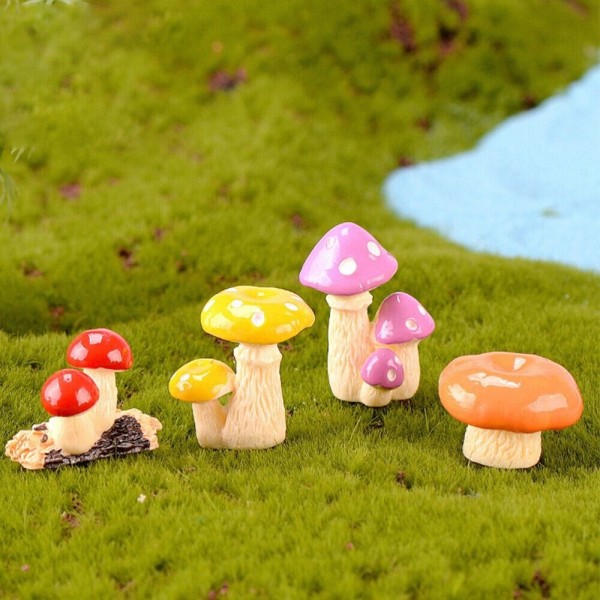 Miniature Svampe Ornament Mushroom Bush Microlandscape