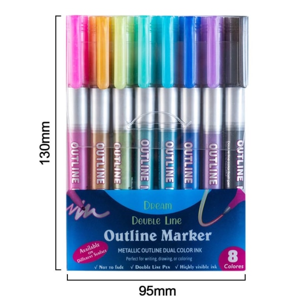 Doble linjer Art Markers Outline Art Pen Marker Penner