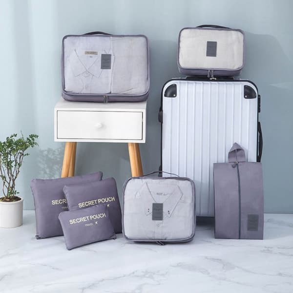 Reseförvaringsväskor 7 delar Set GRÅ 7 ST 7 ST Grey 7 Pcs-7 Pcs
