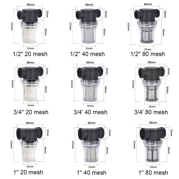 Havevandingsfilter 1/2'' 3/4'' 1'' indvendigt gevind 1/2INCH 1/2inch 40 mesh