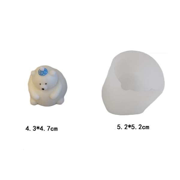 Søt bjørnelysform 3D kunstvoksform 2 2 2