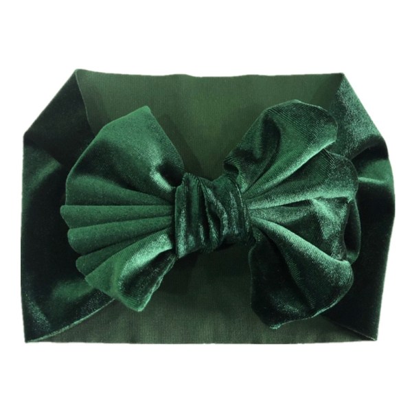 Velvet Baby Bow Pannband Nyfödd Vinter Hårband MÖRKGRÖN Dark Green