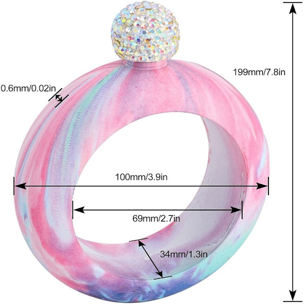 3,5 oz armbånd Vinflaske Bangle Hoftekolbe MULTICOLOR multicolor