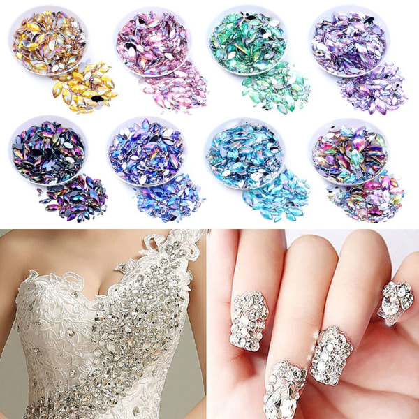 3x6 mm 1000 st Glitter Facetter Rhinestone Flatback Applique SILVER silver