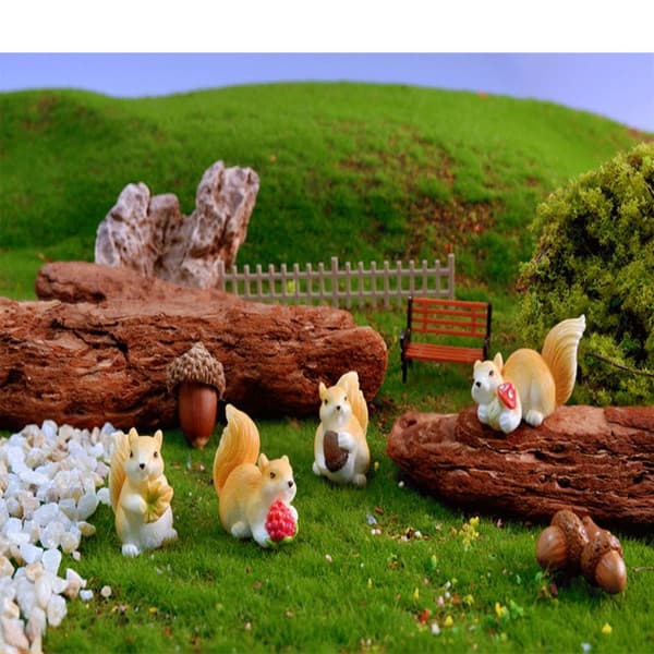 6st Ekorrdjursfigur Mini Ekorrfigur LÖNLÖV Maple Leaf