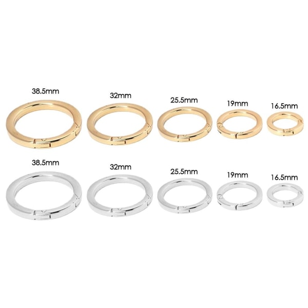 5 stk Fjær-O-Ring Spenner Karabiner Vesker Håndvesker SØLV 19MM Silver 19mm