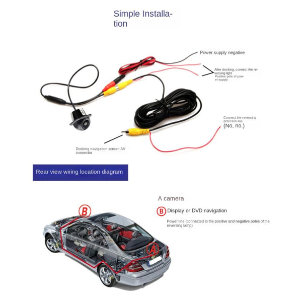 Bil bakkamera Auto parkeringskamera ENKELT KAMERA ENKELT Single camera