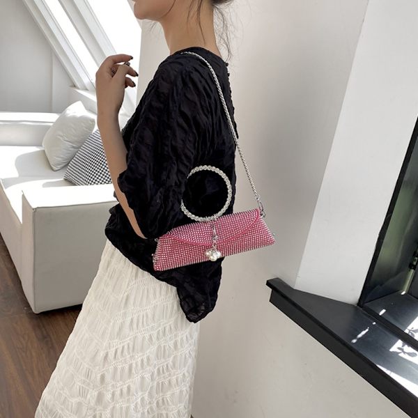 Clutch Bag Chain Metal Ring Bag BLÅ Blue