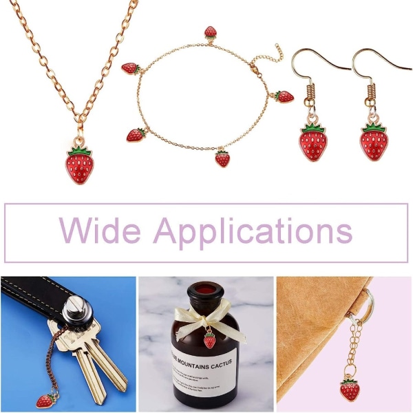 Emalj Röd Strawberry Charms Mini Fruit Dangle Charms DIY Dripp