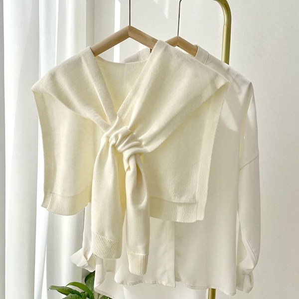 Stickad Sjal Cross Sjal VIT white