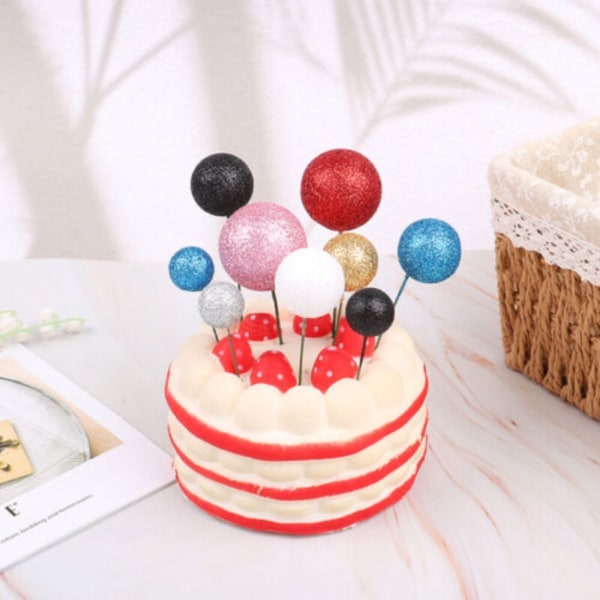 20 kpl Ball Cake Topper Kakkukoristelu MUSTA black