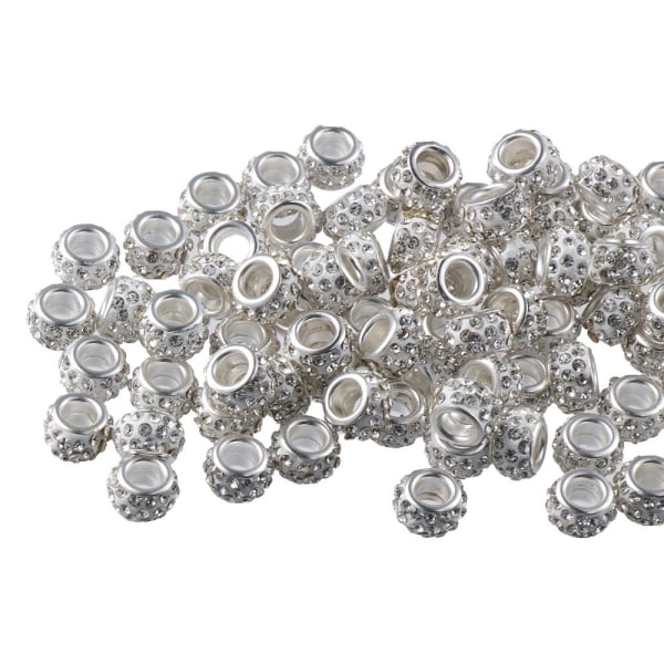 100 Stk Europeiske Perler Rondelle Spacer Beads 5mm Stort Hull