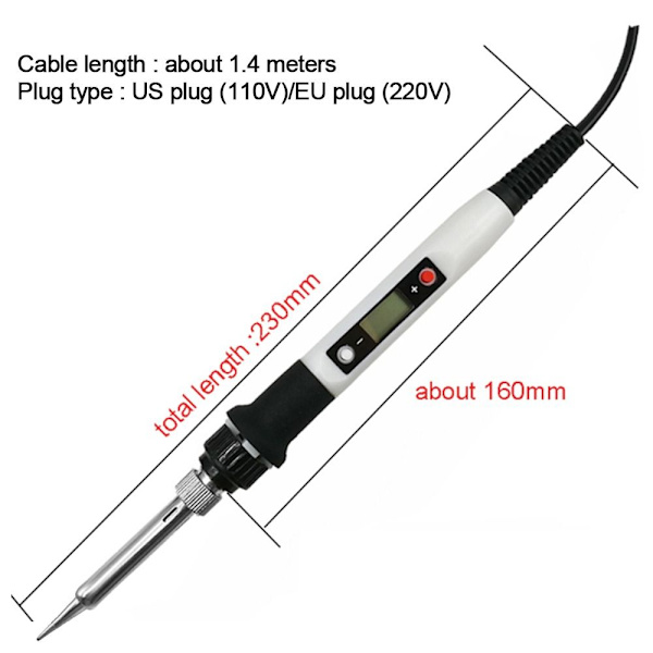 Digital Display Elektrisk loddebolt HVIT US US White US-US