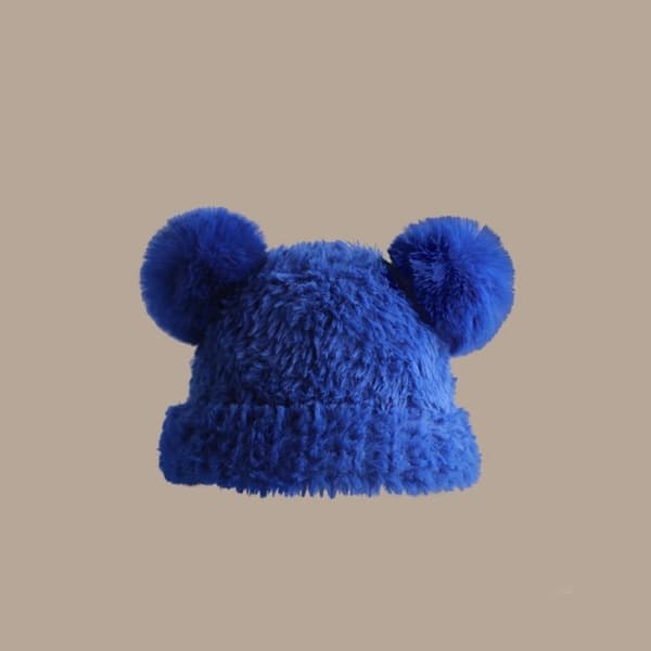 Stickad mössa Bear Ear Hat BLÅ blue