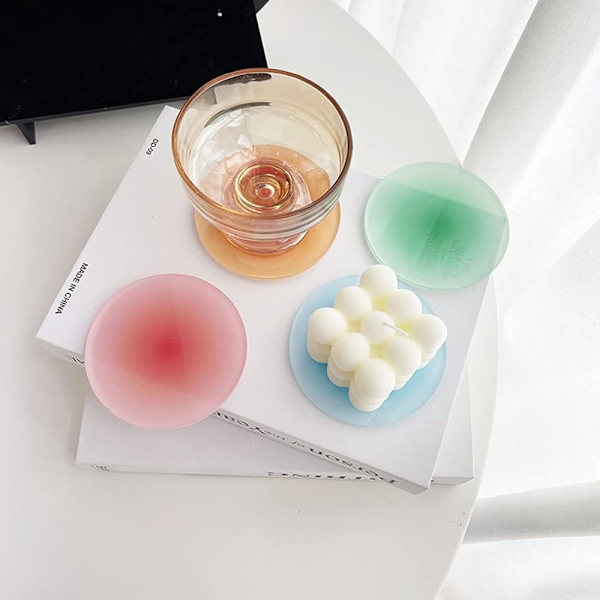 4 stk Akryl Farget Coaster Rund Farget Coaster SETT set