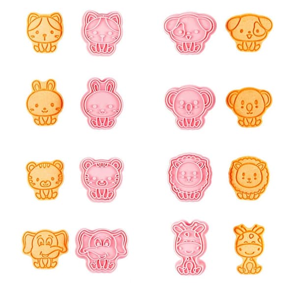 8 stk/sett Kjeksform 3D Cookie Cutter Bakeform