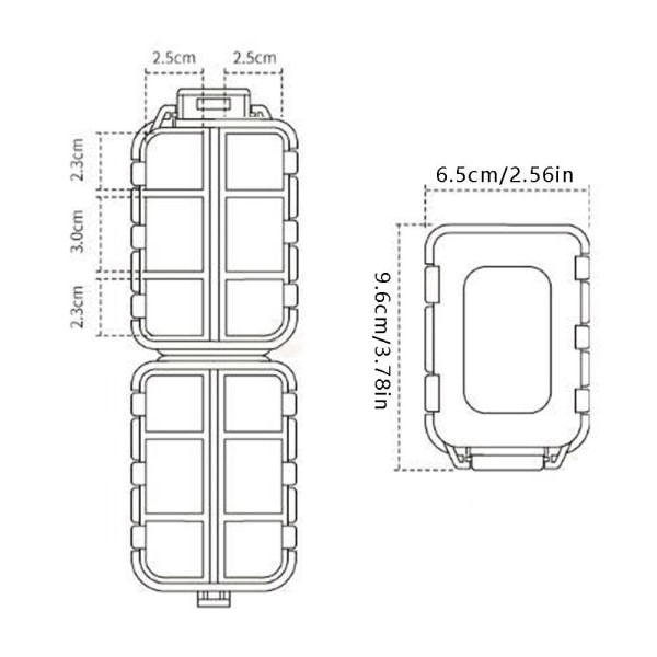 2ST 12 Grid Pills Box Dagligt Case GRÅT Grey