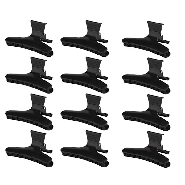 12 stk. Butterfly Hårclips Barbershop Positioning Clips SORT Black and White