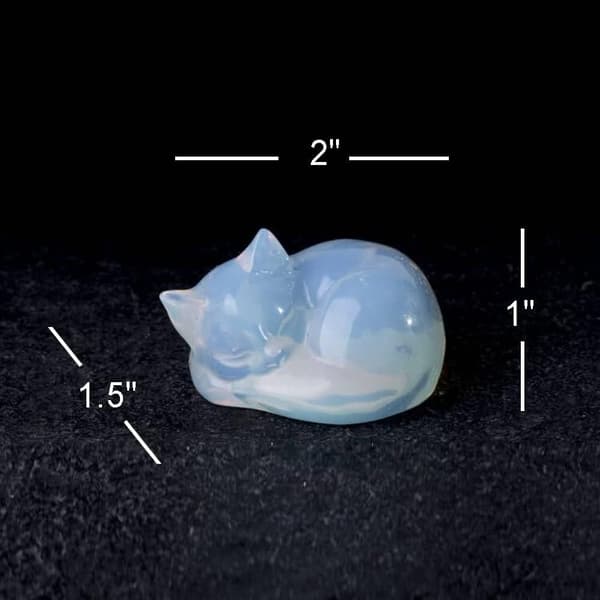 Crystal Sleeping Cat Cat Statue HVIT white