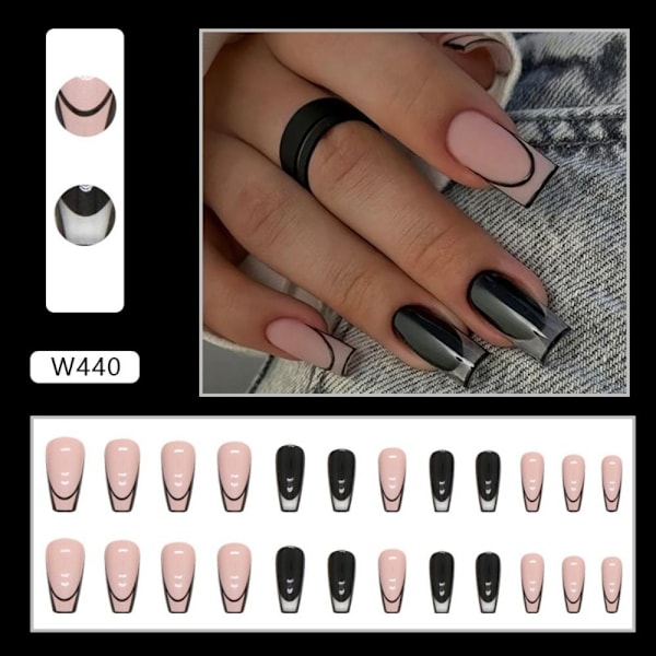 24 stk Fake Nails Long French W441 W441 W441