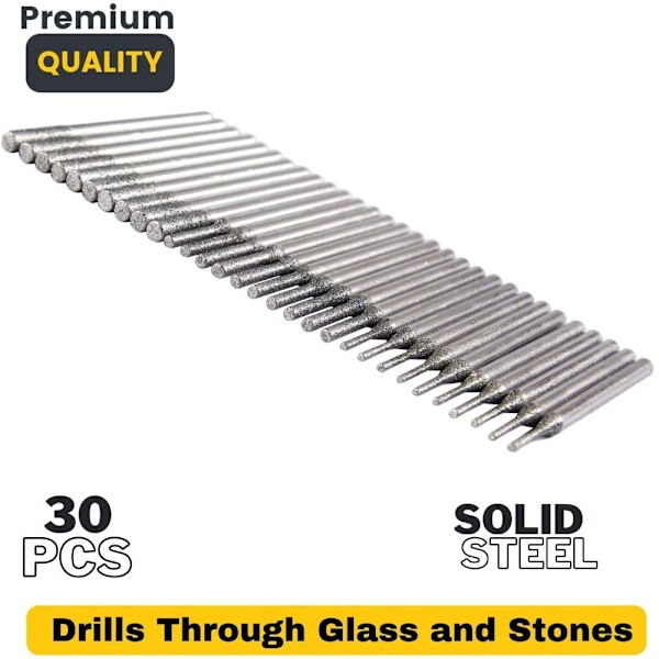 30 stk 1 mm 2 mm 3 mm diamantborsett Diamantborbits Gem