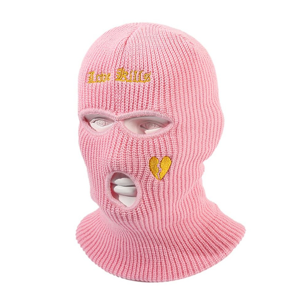 Uld Strikket Hue Ski Mask PINK Pink