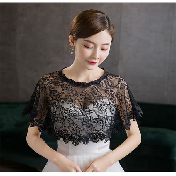 Bride Shawl Evening Prom Cape SORT black