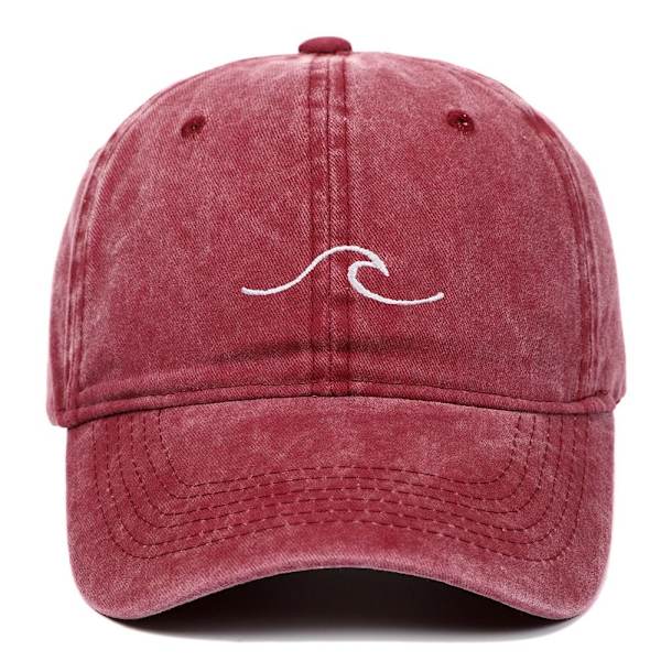 Wave Embroidery Baseball-lippikset Distressed Faded Cap WINE RED wine red