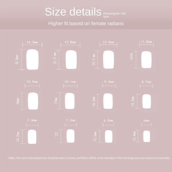 24stk False Nails Short Square French