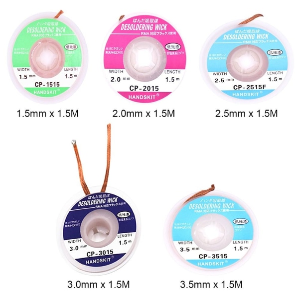 1,5/2,0/2,5/3,0/3,5 mm aflodningsflettet tape kobbersoldetråd 2.0mm x 1.5M