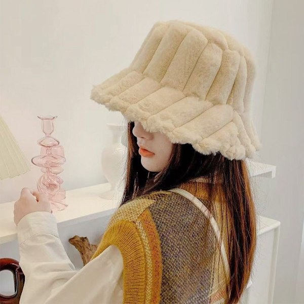 Plysj bøttehatt Fisherman Cap BEIGE Beige