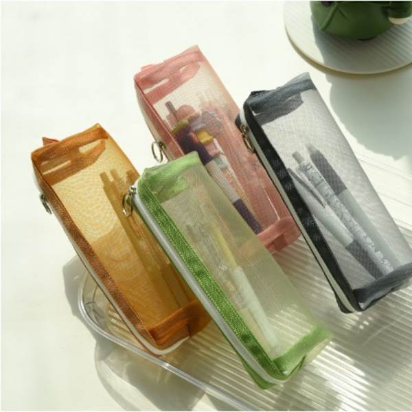 Läpinäkyvä paperikynälaukku Nylon mesh CASE Green