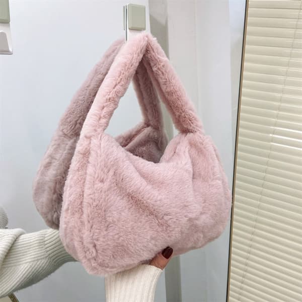 Axelväska Underarmsväska Fluffiga Väskor VIT white