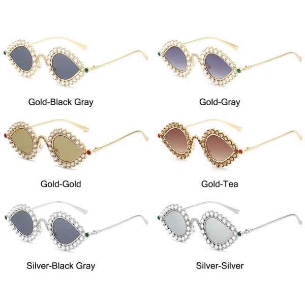 Rhinestone Solbriller Diamond Solbriller GULL-SORT GRÅ Gold-Black Gray