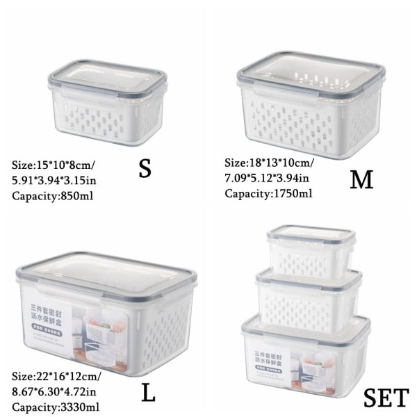 Kylskåp Förvaringsbox Set Kylskåp Fresh Container Box SET SET Set