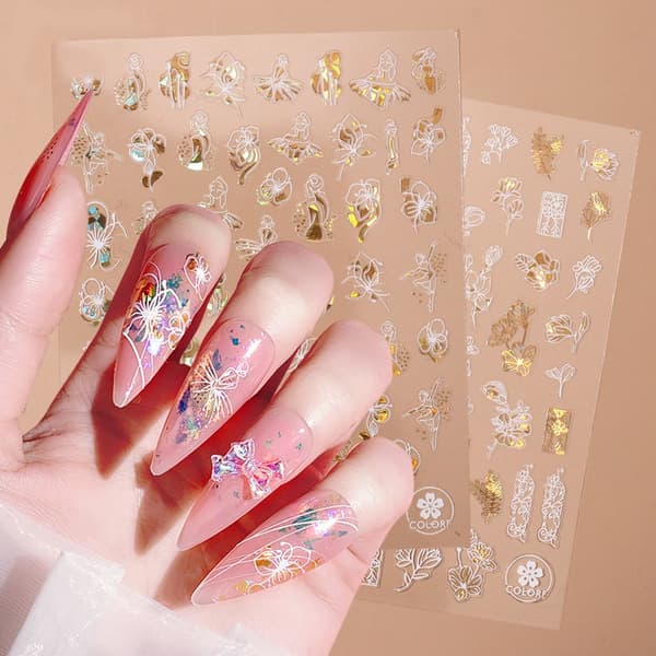 Nageldekaler 3D Bronzing Blommor CJ-048 CJ-048