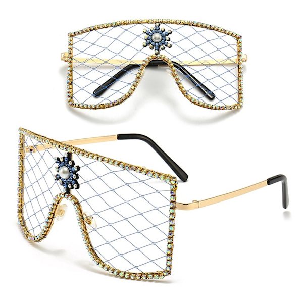 Rhinestone Mesh Glasses Y2K Solbriller C01 C01 C01